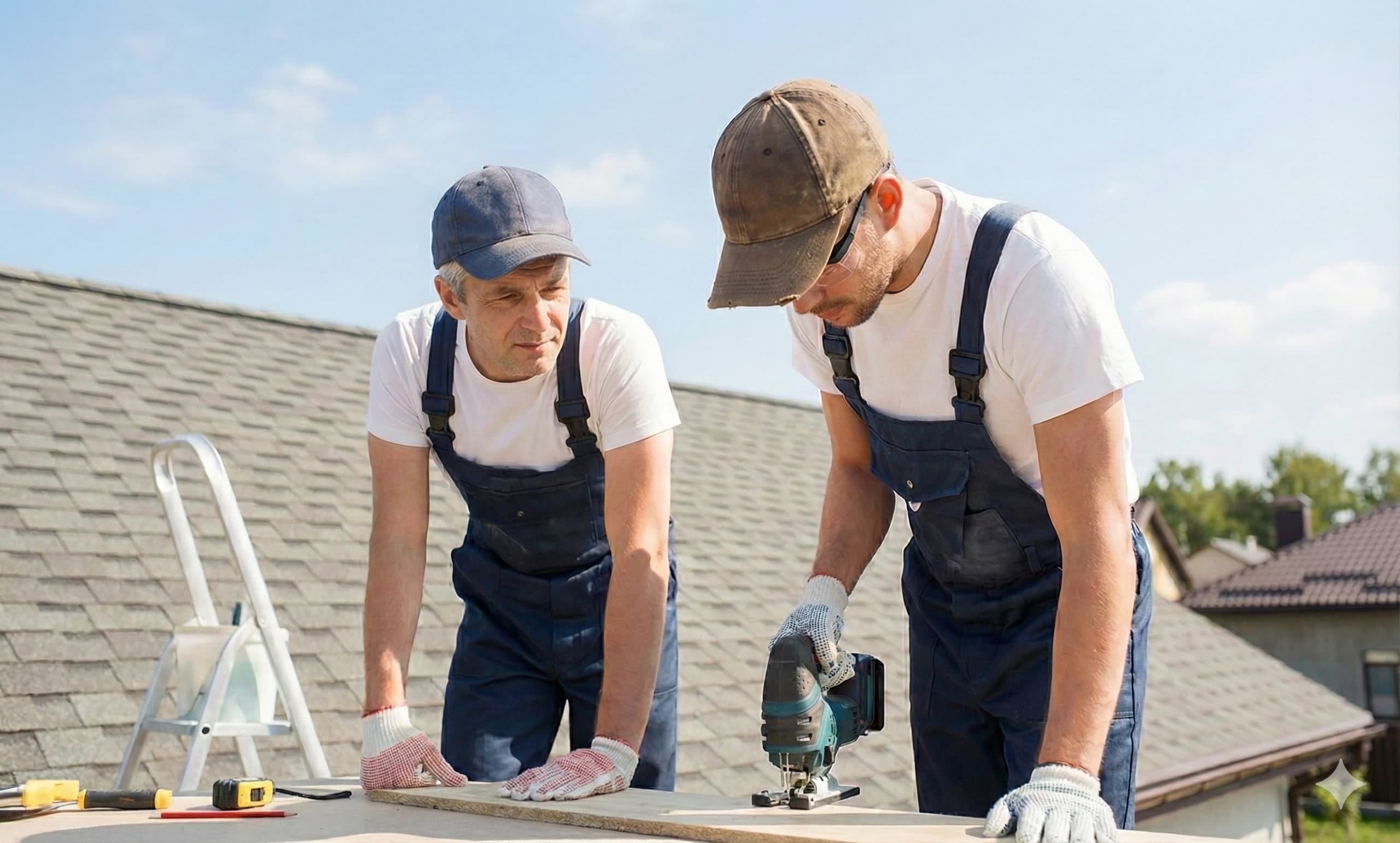 Workers on a roof